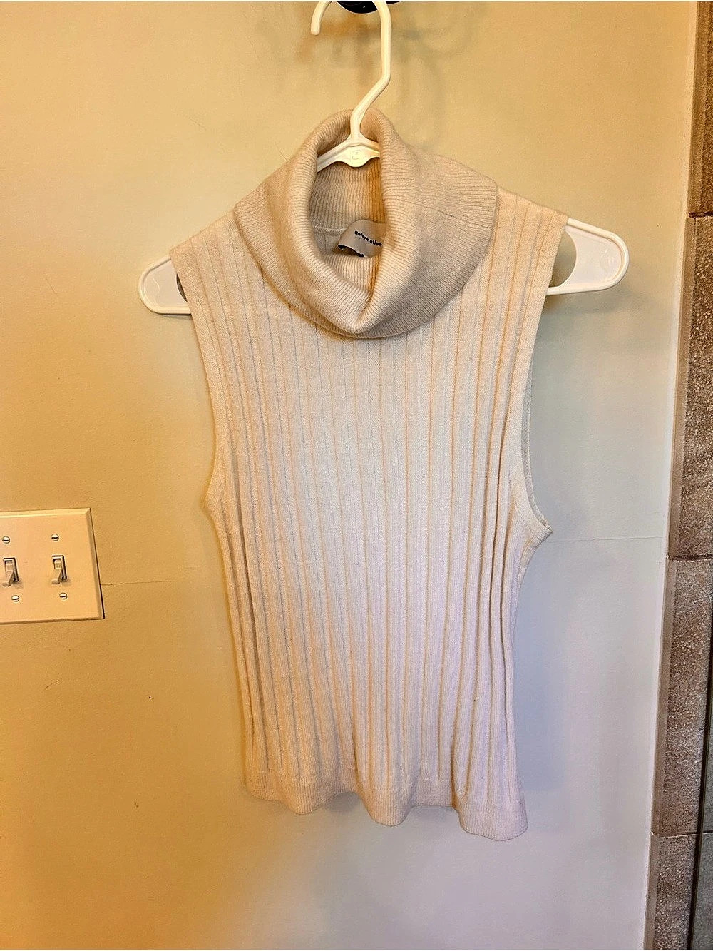 Reformation Marcy Cashmere Turtleneck Sweater Tank in Cream